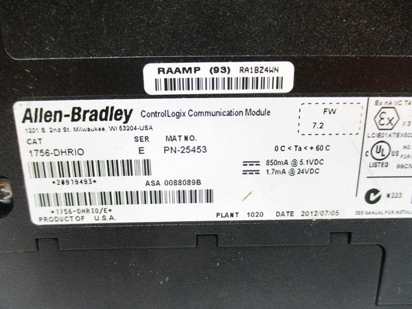ALLEN BRADLEY 1756-DHRIO SER. E F/W 7.2 24VDC (NO TERMINAL) NSNP