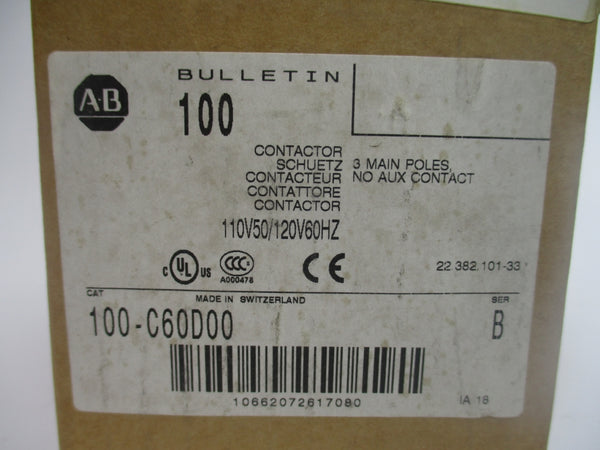 ALLEN BRADLEY 100-C60D00 SER. B 110/120V 100A (BR/WH) NSMP