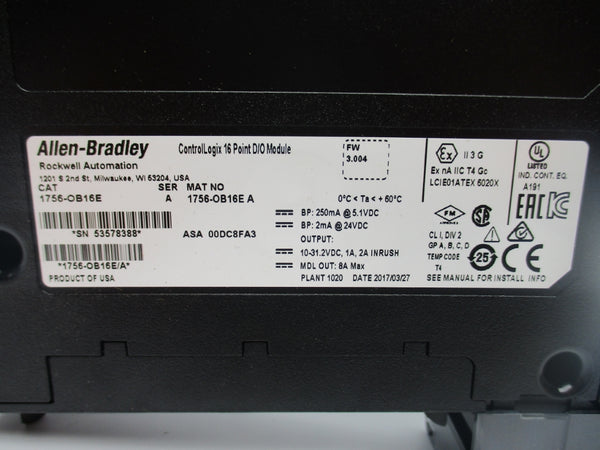 ALLEN BRADLEY 1756-OB16E SER. A F/W 3.004 24VDC NSNP