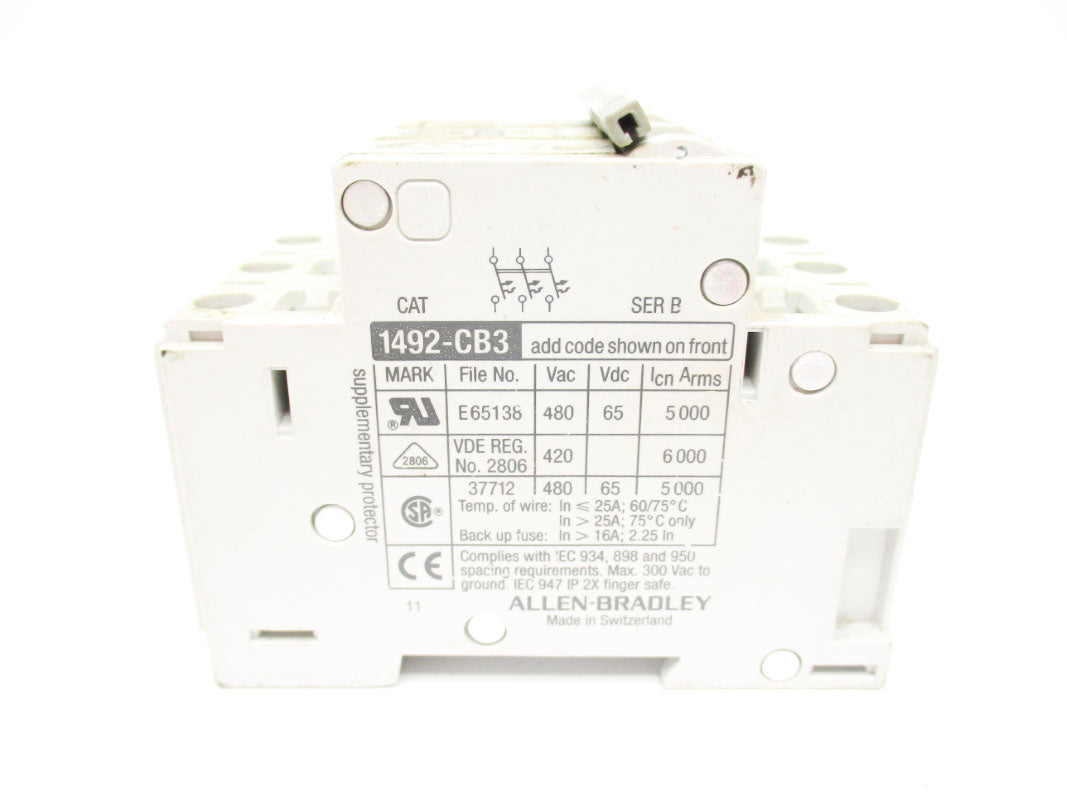 ALLEN BRADLEY 1492-CB3H050 SER. B 480VAC 5A UNMP