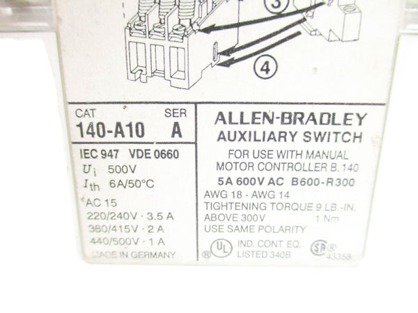 ALLEN BRADLEY 140-A10 SER. A 500V 5A UNMP