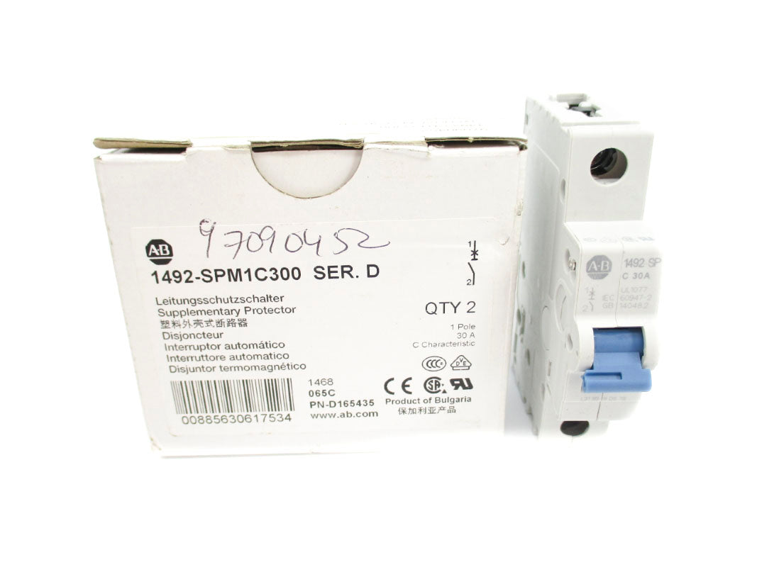 ALLEN BRADLEY 1492-SPM1C300 SER. D 277VAC 30A (PKG OF 2) NSMP