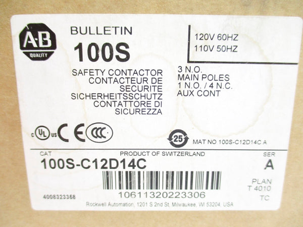 ALLEN BRADLEY 100S-C12D14C SER. A 110/120V (BR/WH) NSMP