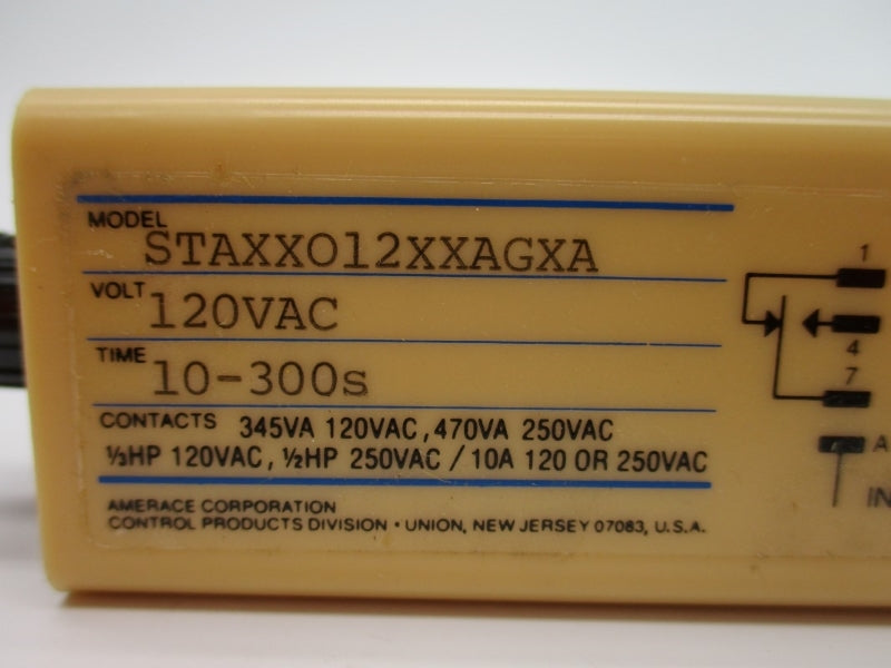 AGASTAT STAXX012XXAGXA 120VAC 10A 10-300S UNMP