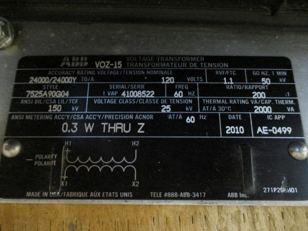 ABB VOZ-15 7525A90G04 120V NSMP