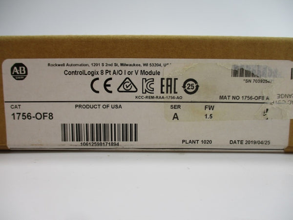 ALLEN BRADLEY 1756-OF8 SER. A F/W 1.5 DATE: 2019 NSFS