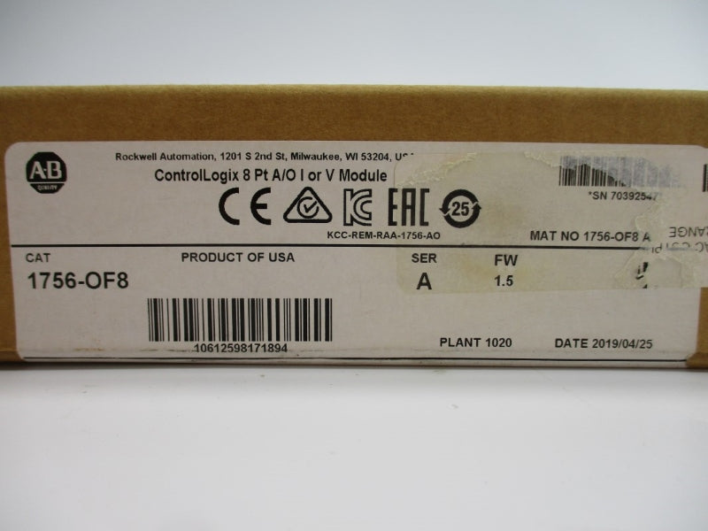 ALLEN BRADLEY 1756-OF8 SER. A F/W 1.5 DATE: 2019 NSFS