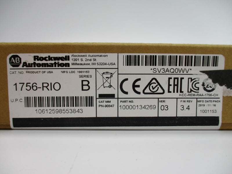 ALLEN BRADLEY 1756-RIO SER. B F/W 3.4 DATE: 2019 NSFS