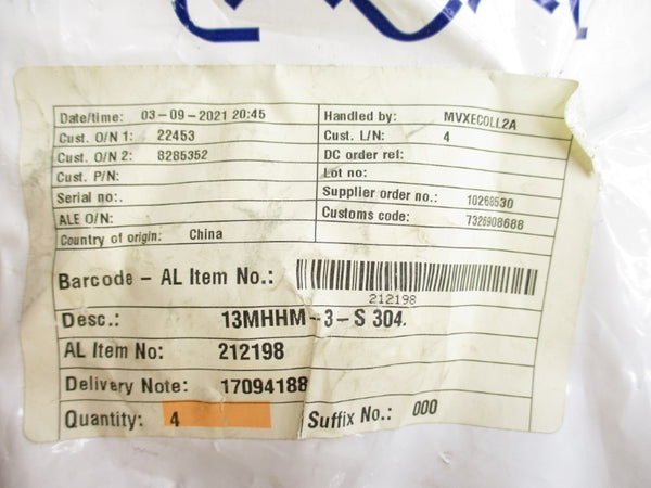 ALFA LAVAL 13MHHM-3-S304 (PKG OF 4) NSMP