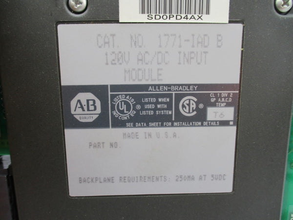 ALLEN BRADLEY 1771-IAD SER. B 120VAC/DC NSMP