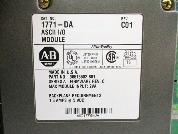 ALLEN BRADLEY 1771-DA SER. A F/W C 5VDC 1.3A NSMP