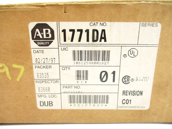 ALLEN BRADLEY 1771-DA SER. A F/W C 5VDC 1.3A NSMP