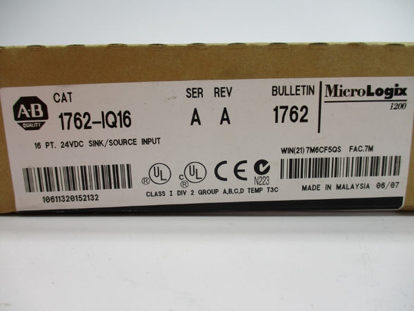 ALLEN BRADLEY 1762-IQ16 SER. A 24VDC DATE: 2007 NSFS