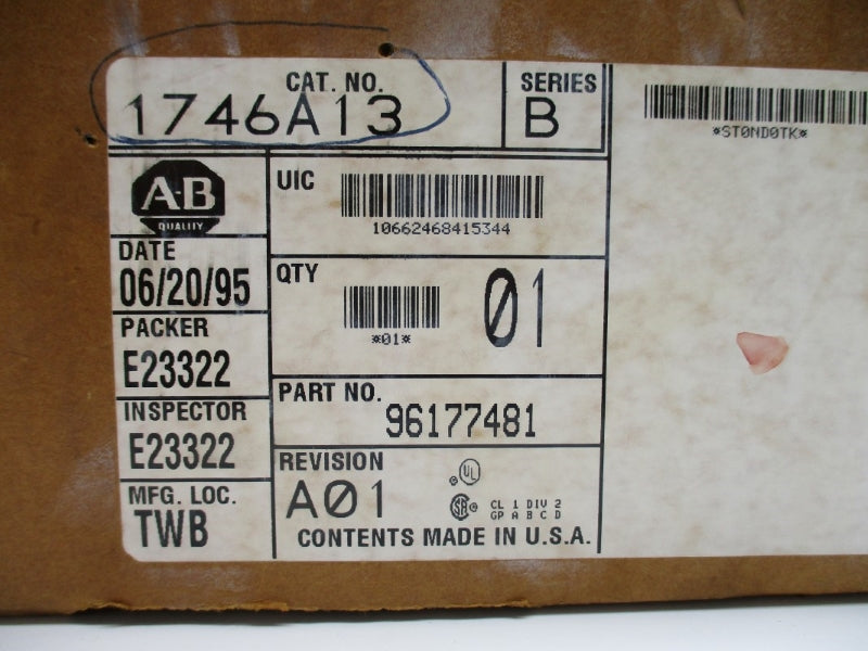 ALLEN BRADLEY 1746-A13 SER. B NSFS