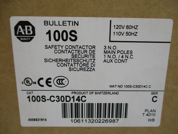 ALLEN BRADLEY 100S-C30D14C SER. C 110/120V 10A (BR/WH) NSMP