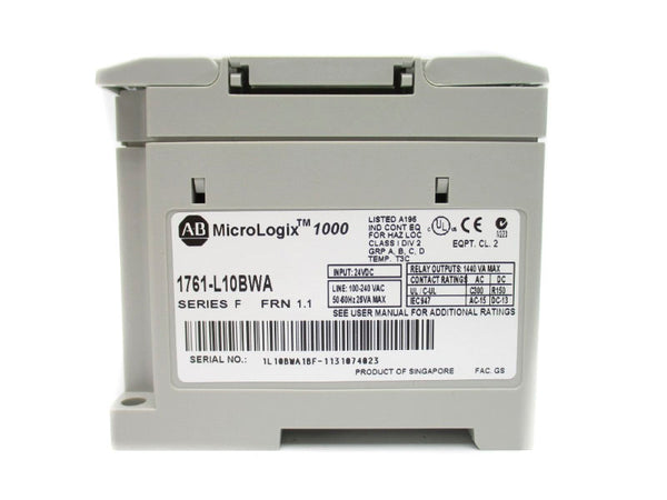ALLEN BRADLEY 1761-L10BWA SER. F F/W 1.1 24VDC REV. B NSMP