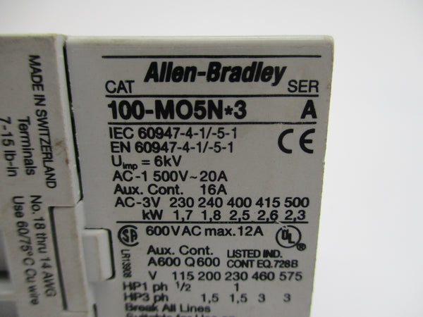 ALLEN BRADLEY 100-MO5ND3 SER. A 110/120V UNMP