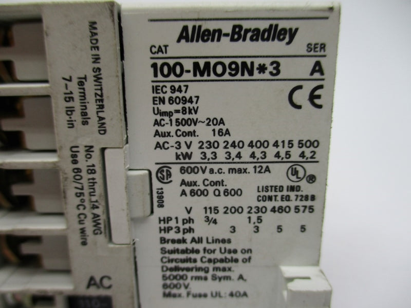ALLEN BRADLEY 100-MO9ND3 SER. A 110/120V 16A NSNP