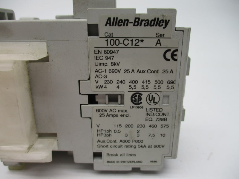 ALLEN BRADLEY 100-C12J SER. A 24V 25A NSNP