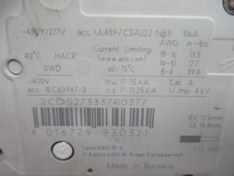 ABB SU203MK6 277/480V 6A NSNP
