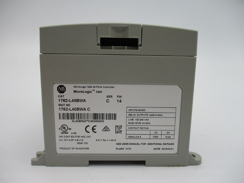 ALLEN BRADLEY 1762-L40BWA SER. C F/W 14 100-240VAC NSMP