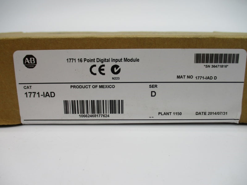 ALLEN BRADLEY 1771-IAD SER. D 120VDC/AC  0.195A NSMP