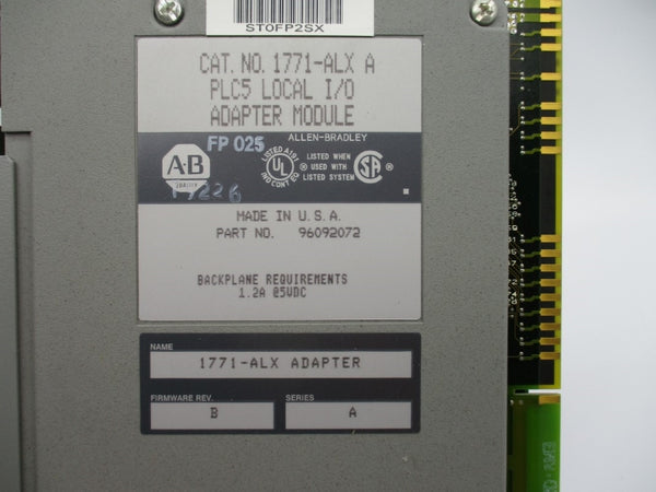 ALLEN BRADLEY 1771-ALX SER. A F/W B 5VDC 1.2A NUPI