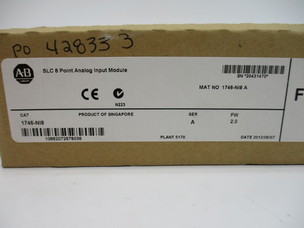 ALLEN BRADLEY 1746-NI8 SER. A F/W 2.0 DATE: 2012 NSFS