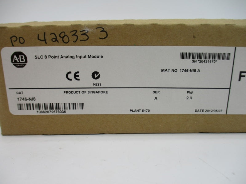 ALLEN BRADLEY 1746-NI8 SER. A F/W 2.0 DATE: 2012 NSFS