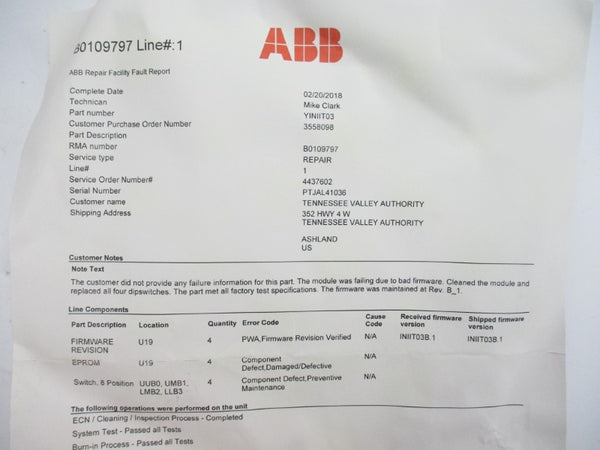 ABB INIIT03 REV. B1 5VDC UNMP