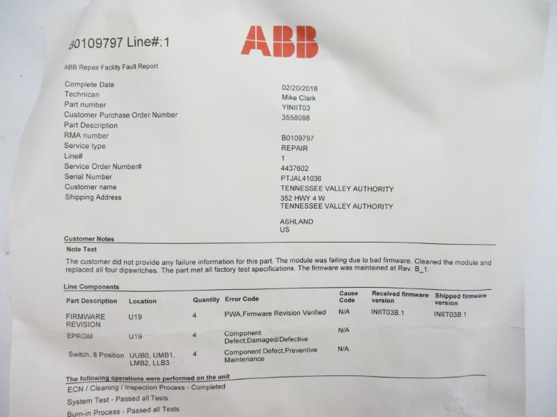 ABB INIIT03 REV. B1 5VDC UNMP