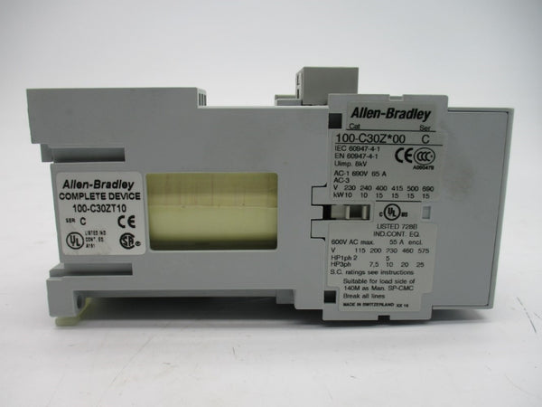 ALLEN BRADLEY 100-C30ZT10 SER. C 250VDC 55A (BR/WH) NSMP