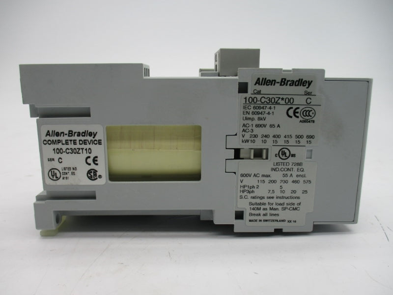 ALLEN BRADLEY 100-C30ZT10 SER. C 250VDC 55A (BR/WH) NSMP