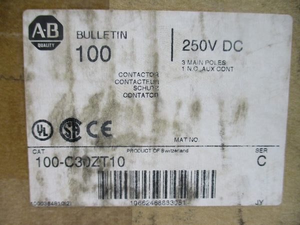 ALLEN BRADLEY 100-C30ZT10 SER. C 250VDC 55A (BR/WH) NSMP