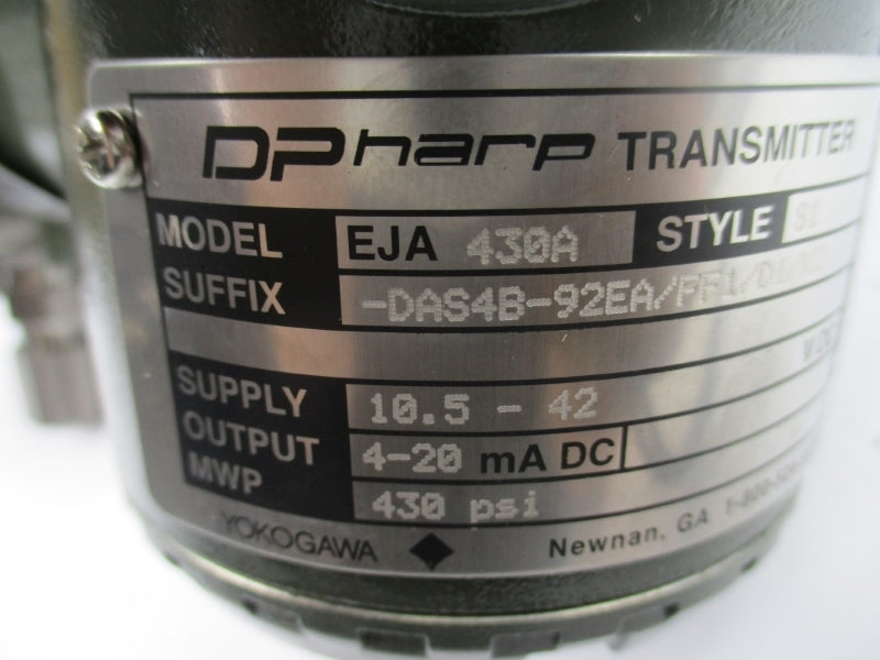 YOKOGAWA EJA430A-DAS4B-92EA/FF1/D1/K2 10.5-42VDC 430PSI NSNP