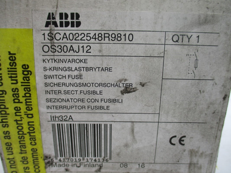 ABB 1SCA022548R9810 OS30AJ12 600VAC 30A NSMP