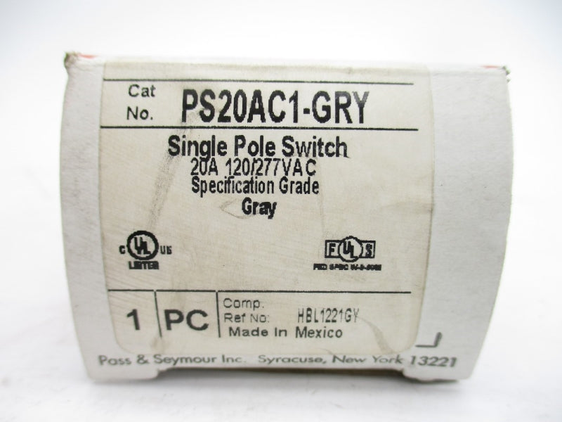 PASS & SEYMOUR PS20AC1-GRY 120/277VAC 20A (GRAY) NSMP