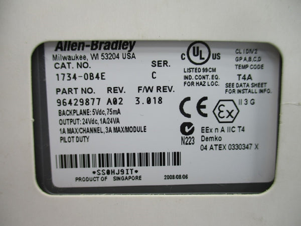ALLEN BRADLEY 1734-OB4E SER. C F/W 3.018 24VDC 3A NSMP
