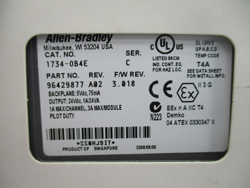 ALLEN BRADLEY 1734-OB4E SER. C F/W 3.018 24VDC 3A NSMP