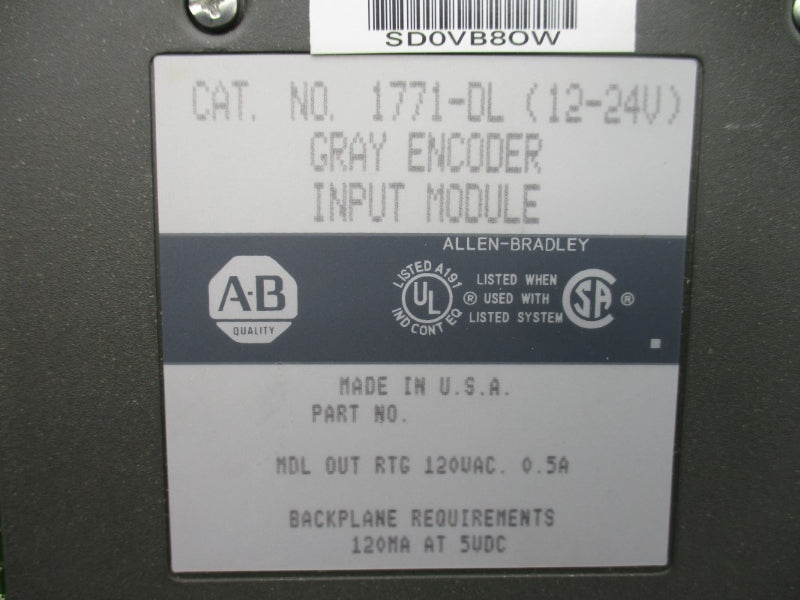 ALLEN BRADLEY 1771-DL 12-24V 0.5A NSNP