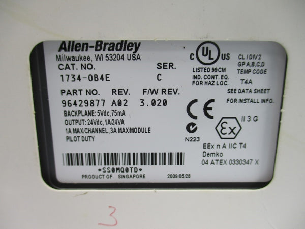 ALLEN BRADLEY 1734-OB4E SER. C F/W 3.020 24VDC 3A NSMP