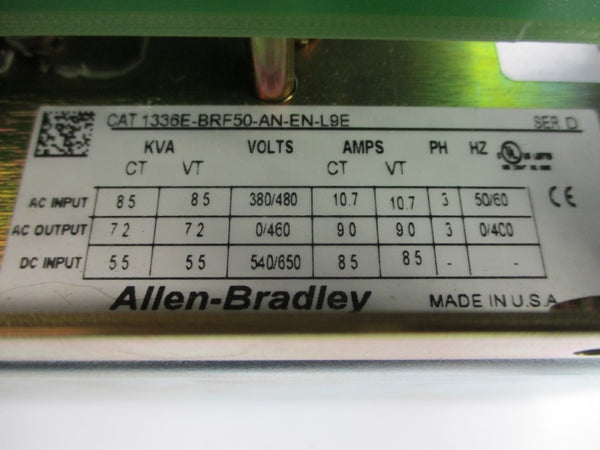 ALLEN BRADLEY 1336E-BRF50-AN-EN-L9E SER. D F/W 4.03 380/480VAC 10.7A REMAN