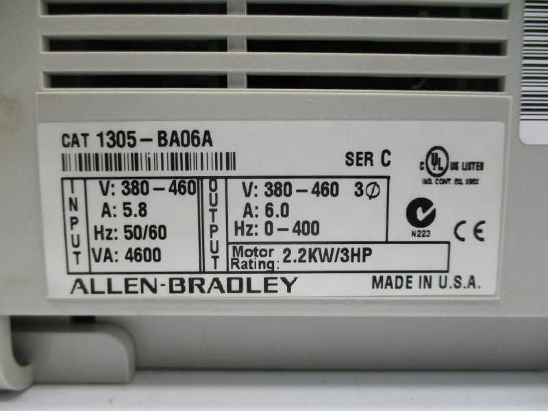 ALLEN BRADLEY 1305-BA06A SER. C F/W 6.01 380-460VAC 5.8A NSMP
