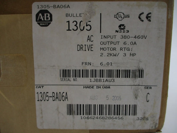 ALLEN BRADLEY 1305-BA06A SER. C F/W 6.01 380-460VAC 5.8A NSMP