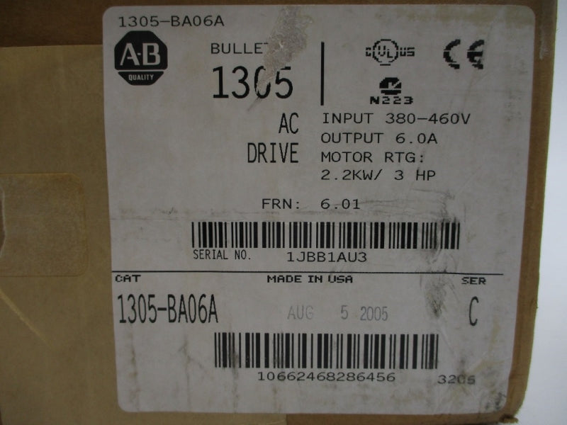 ALLEN BRADLEY 1305-BA06A SER. C F/W 6.01 380-460VAC 5.8A NSMP