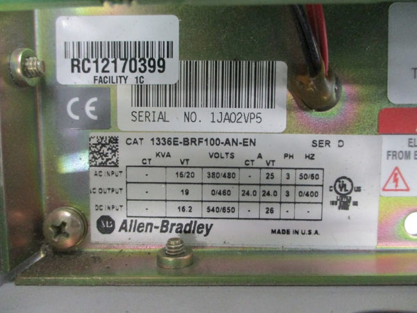 ALLEN BRADLEY 1336E-BRF100-AN-EN SER. D 380/480VAC 25A NSNP