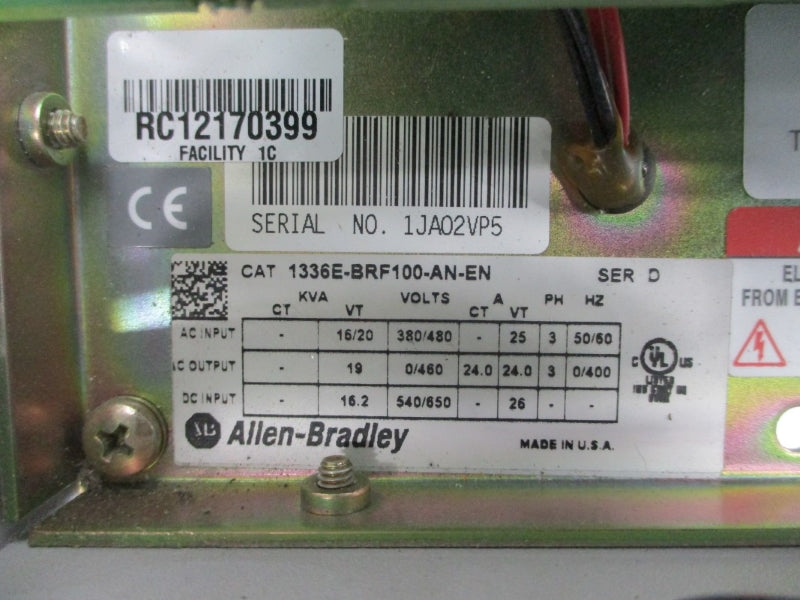 ALLEN BRADLEY 1336E-BRF100-AN-EN SER. D 380/480VAC 25A NSNP