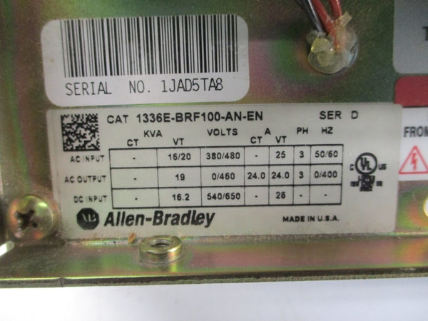 ALLEN BRADLEY 1336E-BRF100-AN-EN SER. D 380/480VAC 25A (AS PICTURED) NSNP