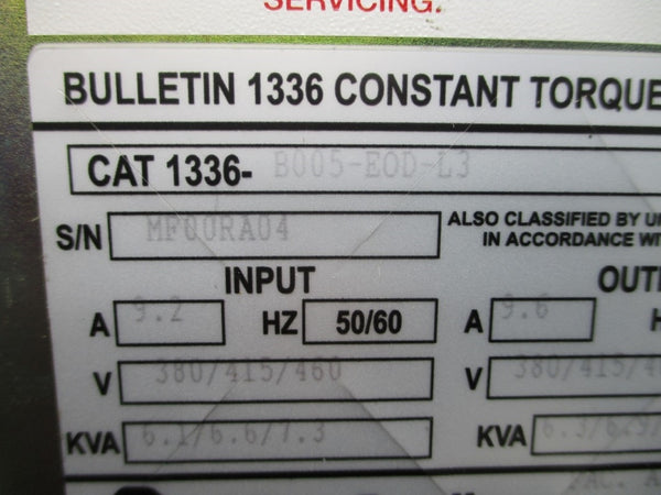 ALLEN BRADLEY 1336-B005-EOD-L3 SER. A 380/415/460V 9.2A NSNP