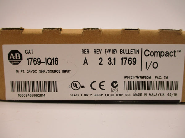 ALLEN BRADLEY 1769-IQ16 SER. A F/W 3.1 24VDC DATE: 2010 NSFS